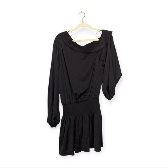 NWT Ramy Brook Black Timothy Off Shoulder Blouson Mini Dress Size S